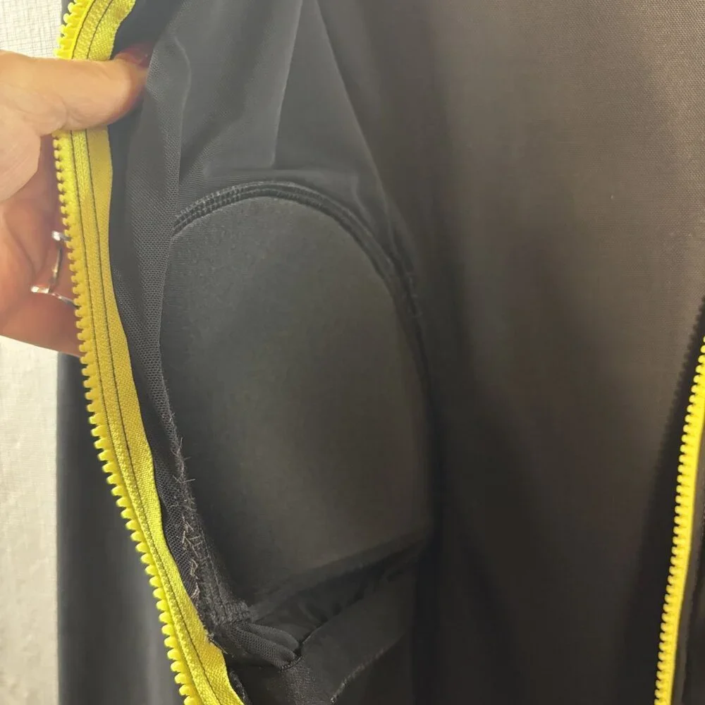 Long Sleeve Black One-Piece Swimsuit With Neon Yellow Zipper By Torrid Size 2 - Picture 7 of 9